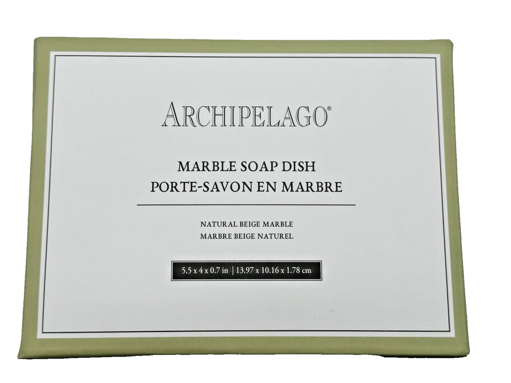 Archipelago Botanicals Beige Marble Soap Dish Oval Stone Bathroom Tray Nib